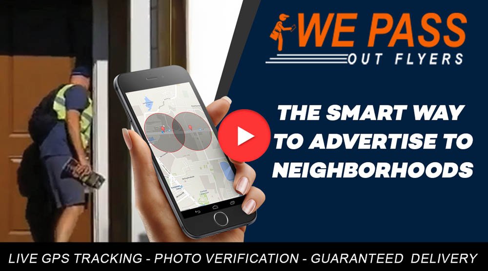 Watch the We Pass Out Flyers door to door flyer delivery video